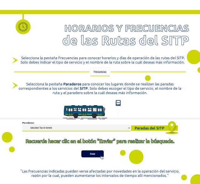 Horarios y frecuencias de las rutas del SITP