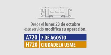 Servicio zonal A720 7 de agosto - H720 Ciudadela Usme